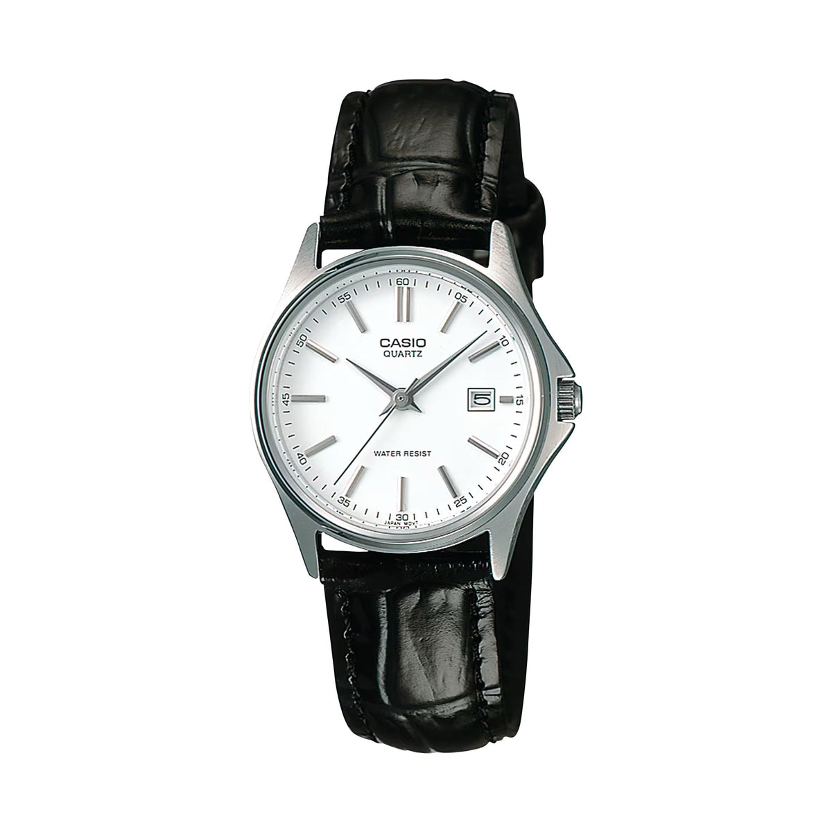 Casio Women's Black Leather Band Silver Dial Analog Watch - LTP-1183E-7A