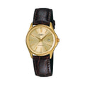 Casio Women's Gold Dial Brown Leather Strap Watch - LTP-1183Q-9A