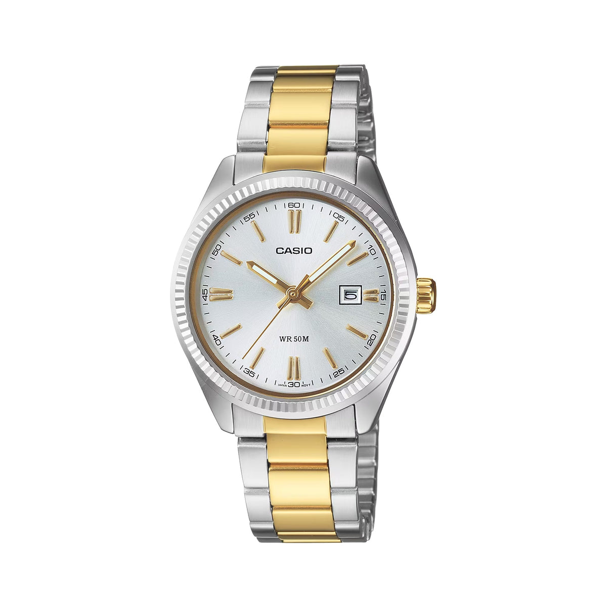 Casio Women’s White Dial Two Tone Stainless Steel Wristwatch - LTP-1302SG-7AVDF
