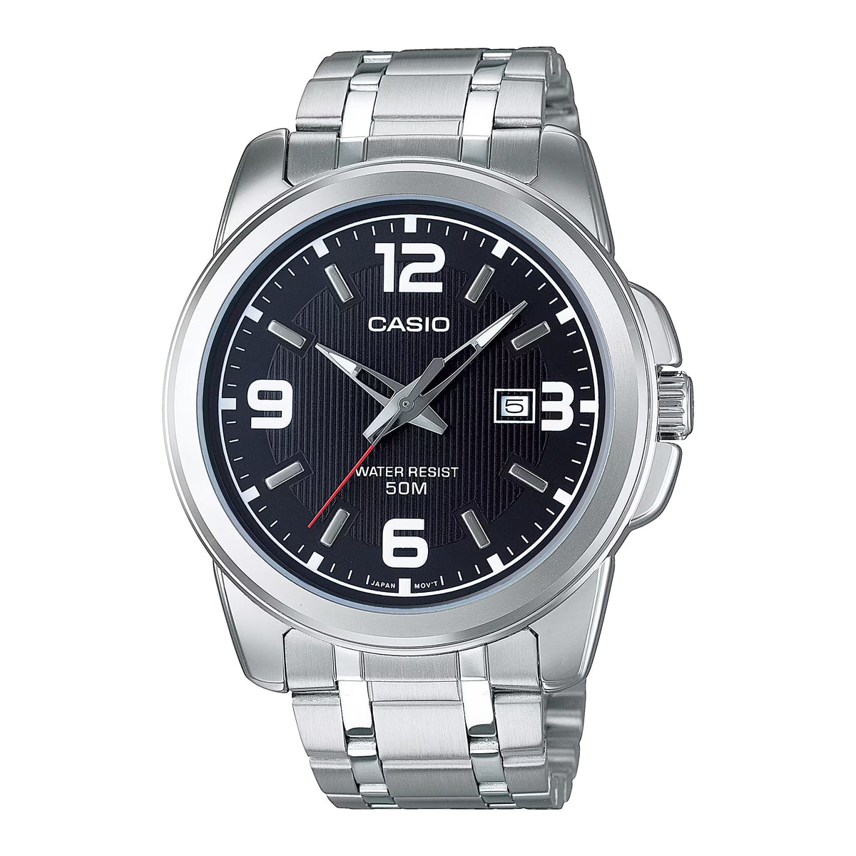 Casio Women's Silver Analog Watch Black Dial Steel Bracelet - LTP-1314D-1AVDF