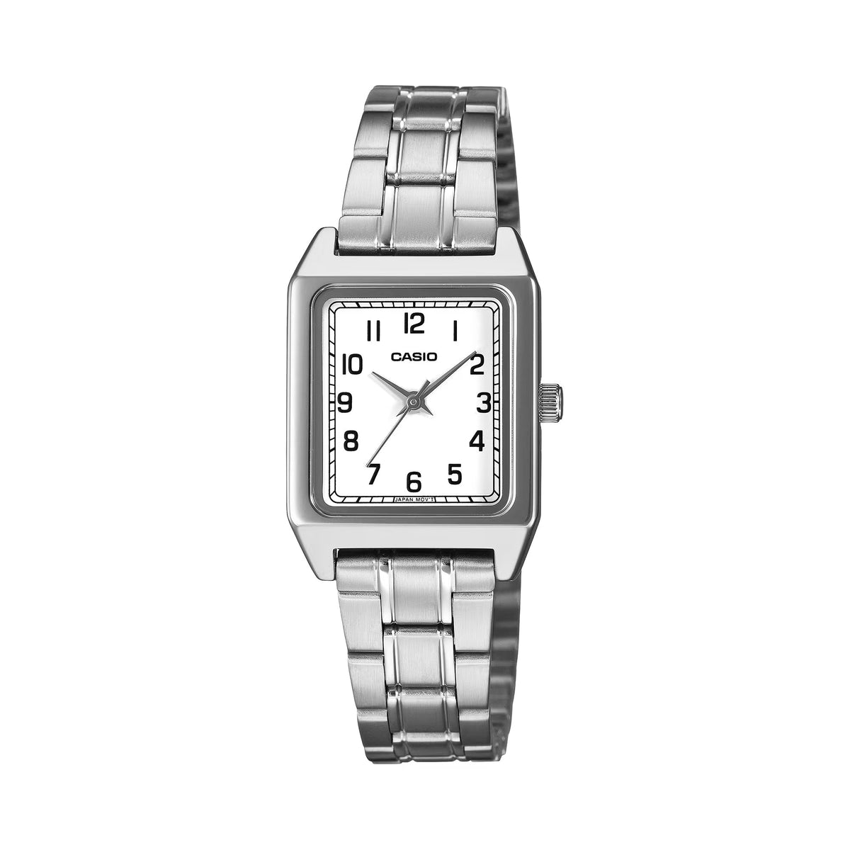 Casio Women's White Dial Stainless Steel Rectangular Watch - LTP-B150DA-7BDF