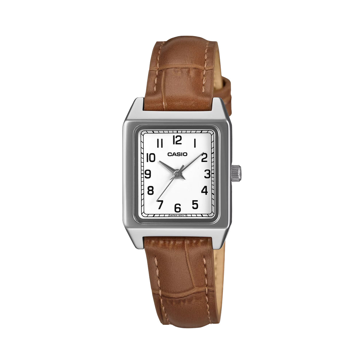 Casio Women's White Dial Brown Leather Classic Analog Watch - LTP-B150LA-8BDF