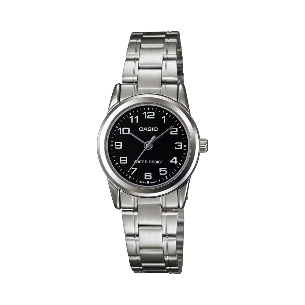 Casio Women's Silver Analog Watch with Black Dial - LTP-V001D-1B