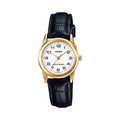 Casio Women’s Classic Analog Watch with Gold Case and Black Leather Strap - LTP-V001GL-7B