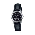 Casio Women's Black Dial Analog Watch with Leather Strap - LTP-V001L-1B
