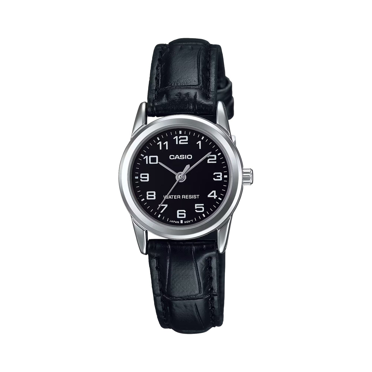 Casio Women's Black Dial Analog Watch with Leather Strap - LTP-V001L-1B