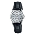 Casio Women’s Silver Dial Analog Watch with Black Leather Strap - LTP-V001L-7BUDF
