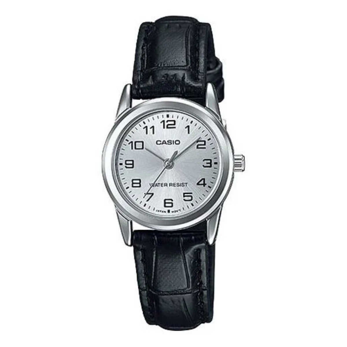 Casio Women’s Silver Dial Analog Watch with Black Leather Strap - LTP-V001L-7BUDF