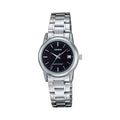 Casio Women's Analog Watch with Black Dial and Steel Bracelet - LTP-V002D-1A