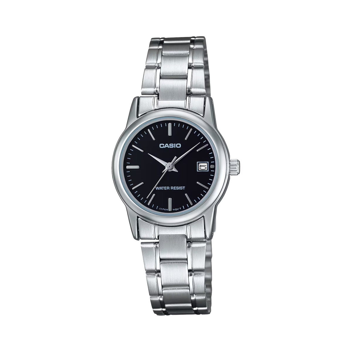 Casio Women's Analog Watch with Black Dial and Steel Bracelet - LTP-V002D-1A