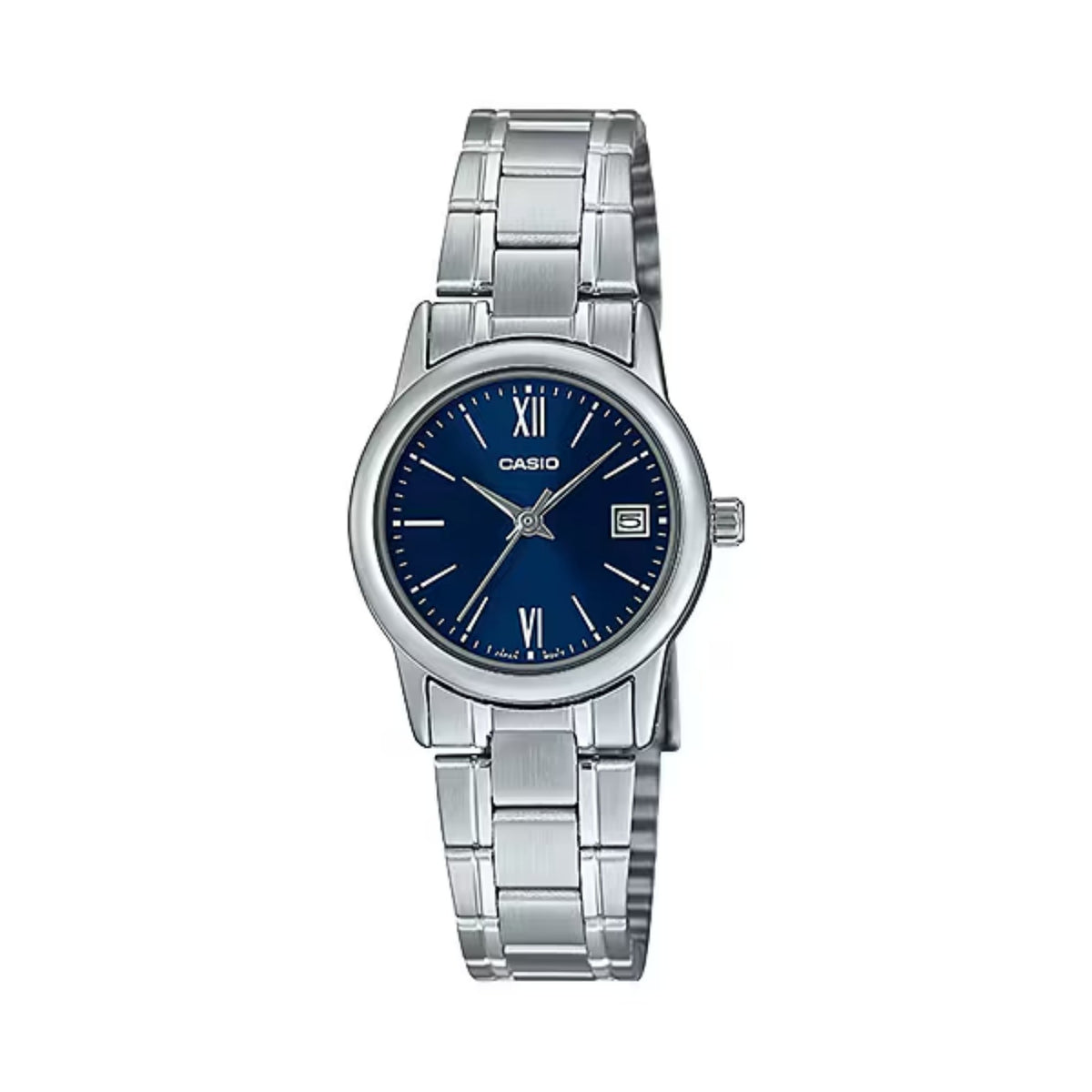 Casio Women's Blue Dial Stainless Steel Date Watch - LTP-V002D-2B3UDF