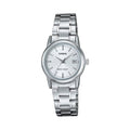 Casio Women's Silver Analog Watch with White Dial - LTP-V002D-7A
