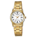 Casio Women's Gold-Tone Stainless Steel Analog Watch White Dial - LTP-V002G-7B
