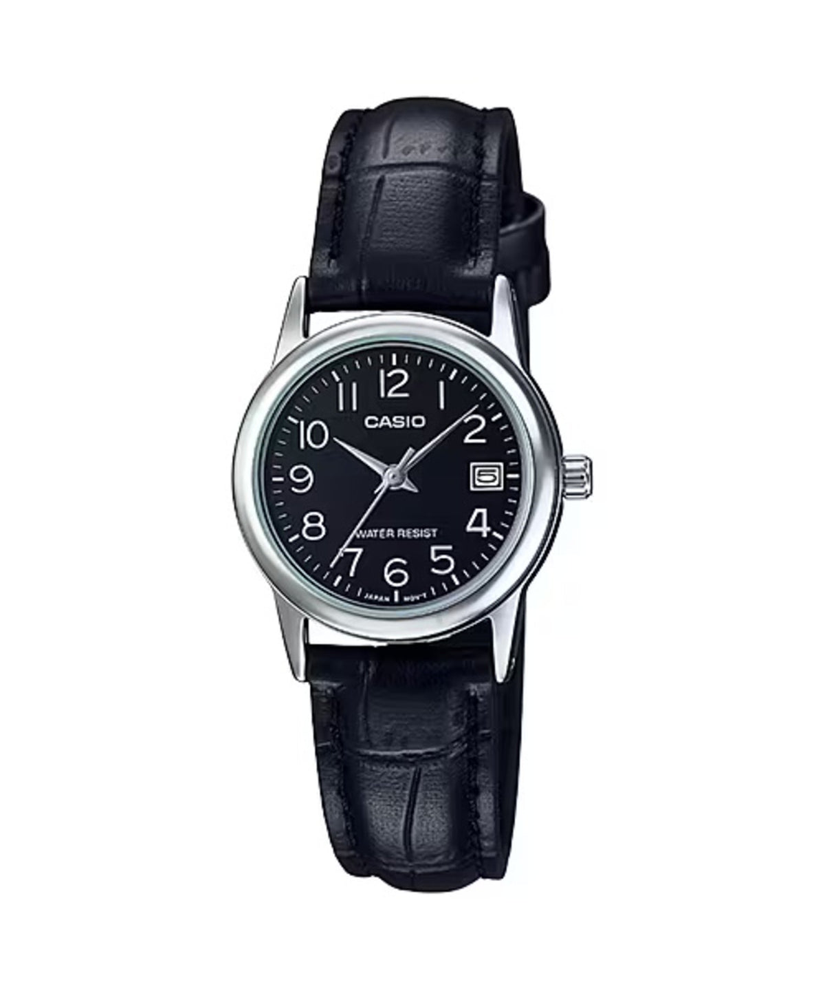 Casio Women's Black Leather Watch with Black Dial - LTP-V002L-1BUDF