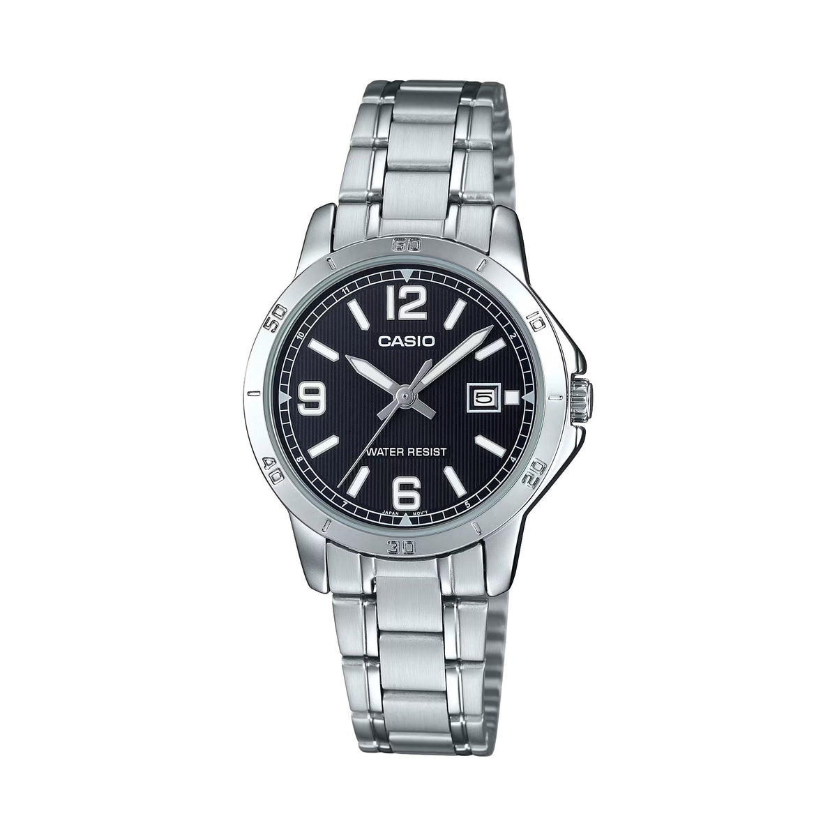Casio Women's Silver Stainless Steel Watch with Black Dial - LTP-V004D-1B2UDF