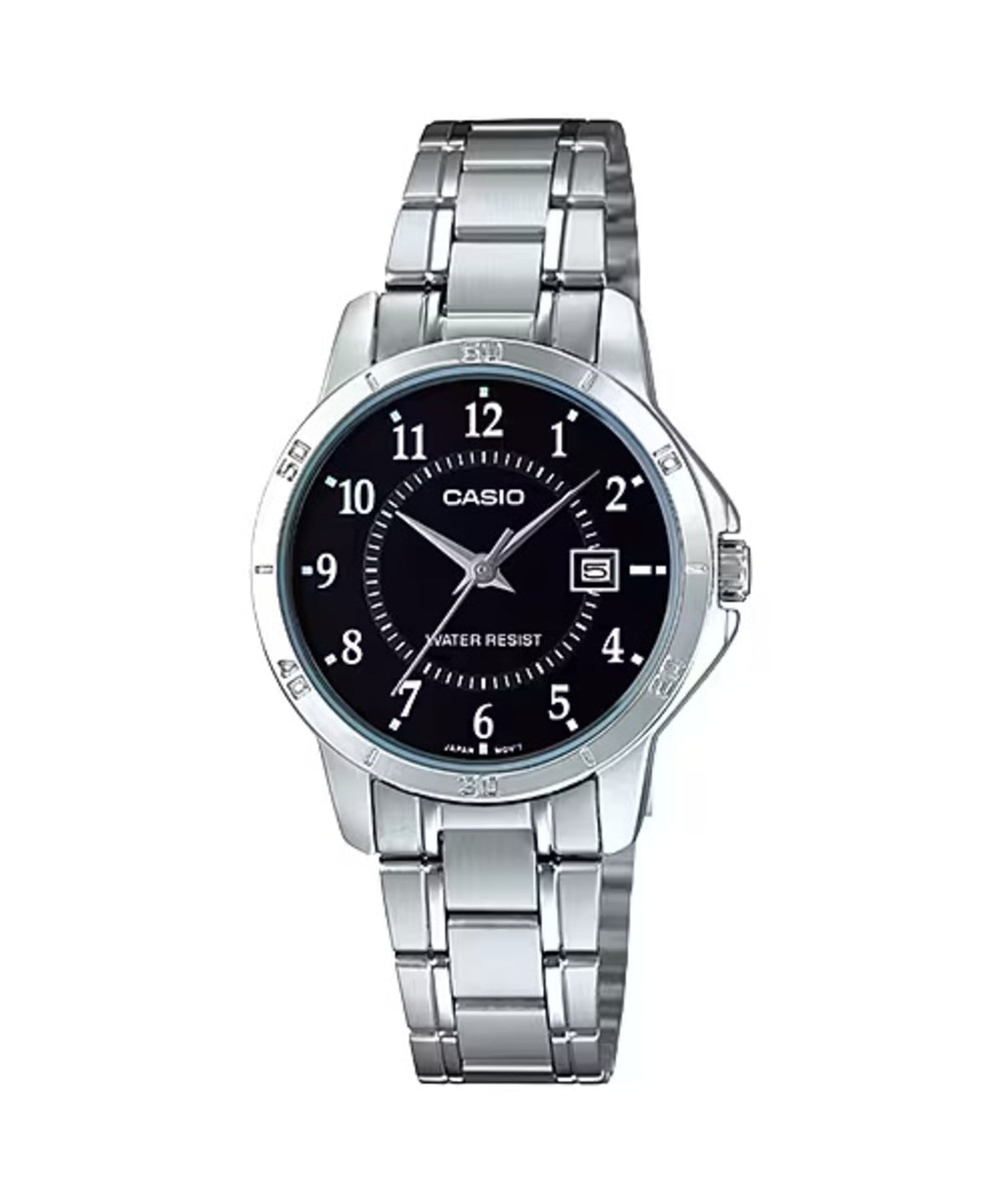 Casio Women's Silver Bracelet Watch with Black Dial - LTP-V004D-1B