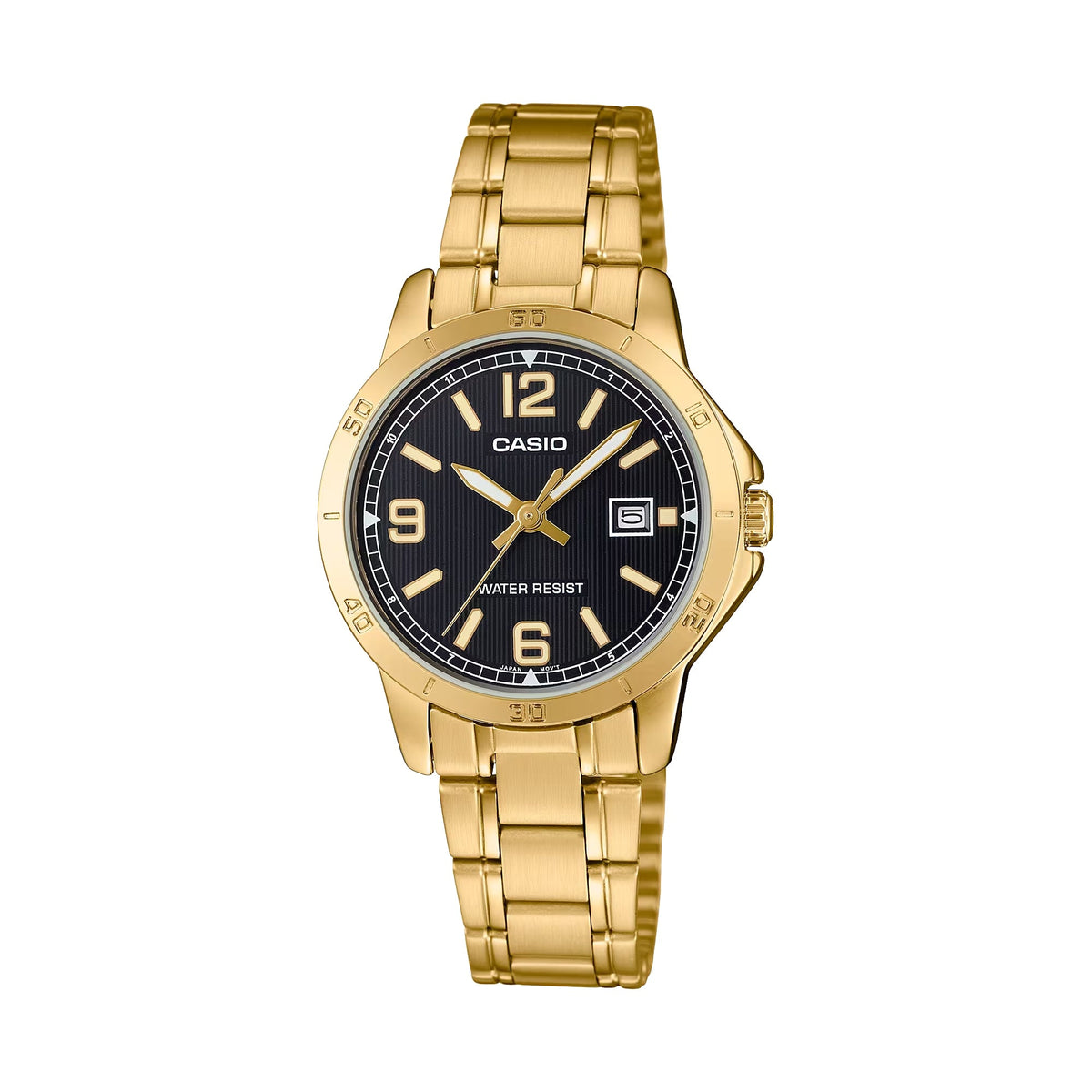 Casio Women’s Gold Bracelet Analog Watch with Black Dial - LTP-V004G-1BUDF