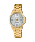 Casio Women's Silver Dial Gold-Tone Stainless Steel Bracelet Watch - LTP-V004G-7B2UDF
