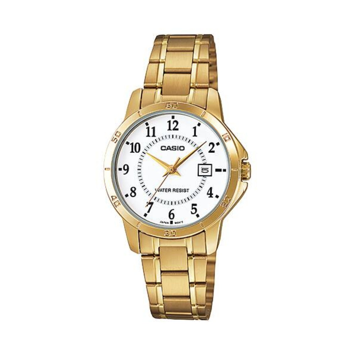 Casio Women's Gold Stainless Steel Analog Watch White Dial - LTP-V004G-7BUDF