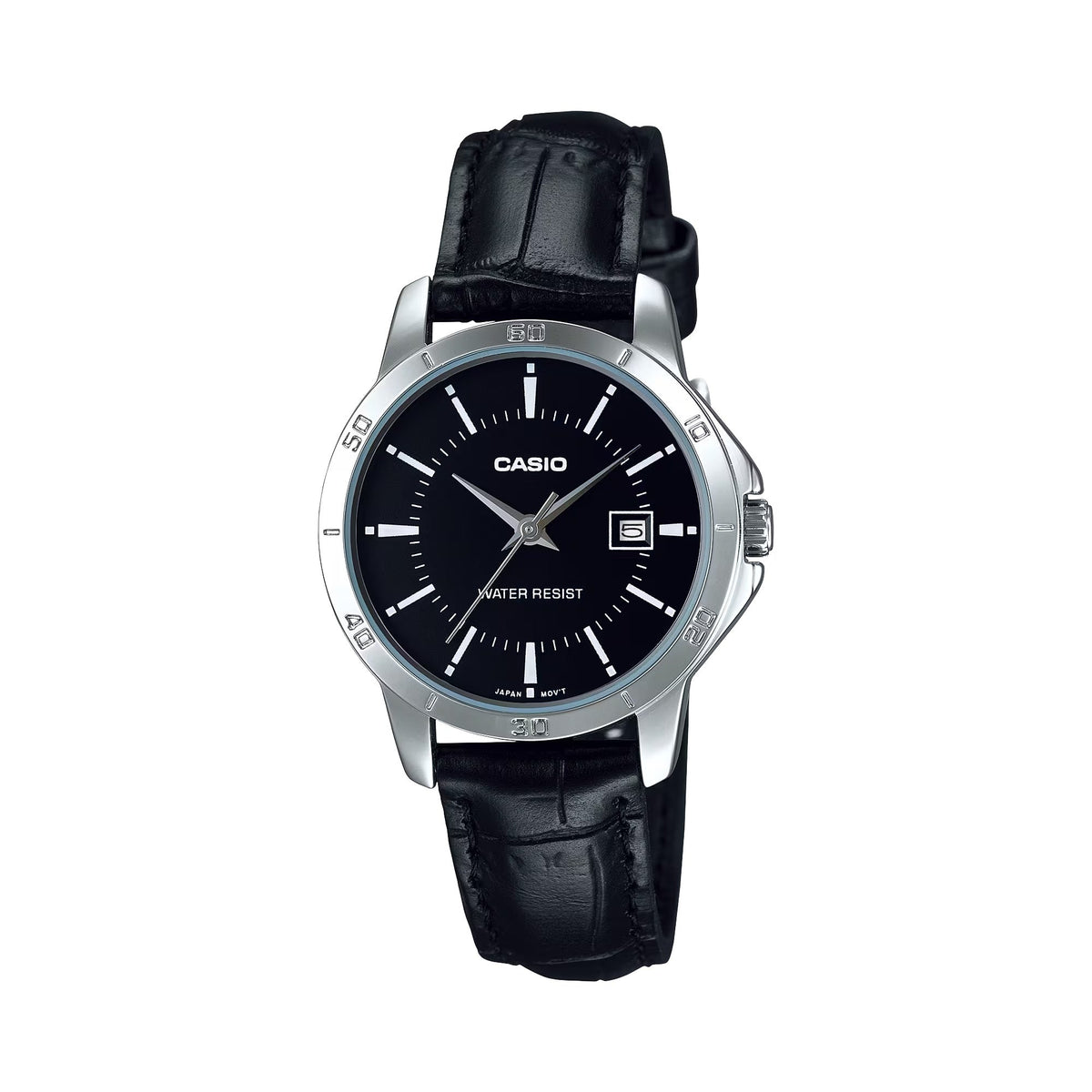 Casio Women's Black Dial Leather Band Analog Watch - LTP-V004L-1AUDF