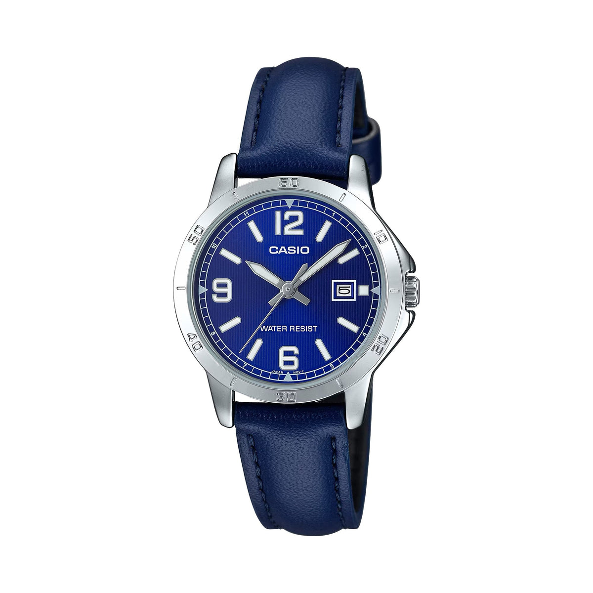 Casio Women's Blue Dial Analog Watch with Blue Leather Strap - LTP-V004L-2B