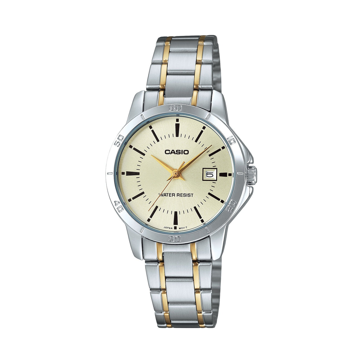 Casio Women's Two-Tone Gold Silver Dial Analog Watch - LTP-V004SG-9AUDF