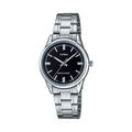 Casio Women's Silver Stainless Steel Watch with Black Dial - LTP-V005D-1AUDF