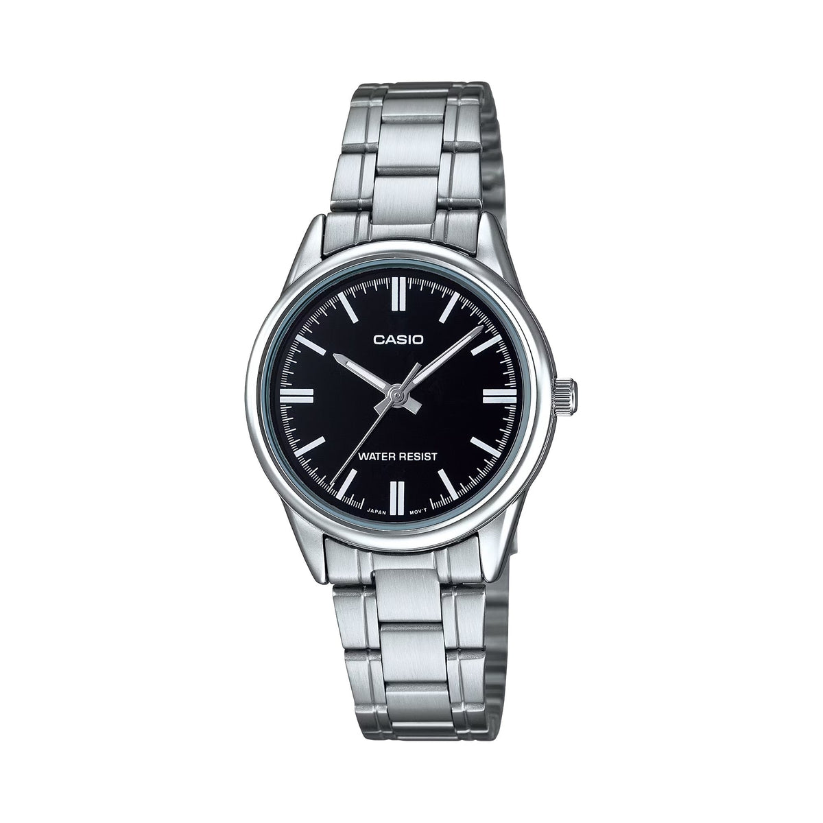 Casio Women's Silver Stainless Steel Watch with Black Dial - LTP-V005D-1AUDF