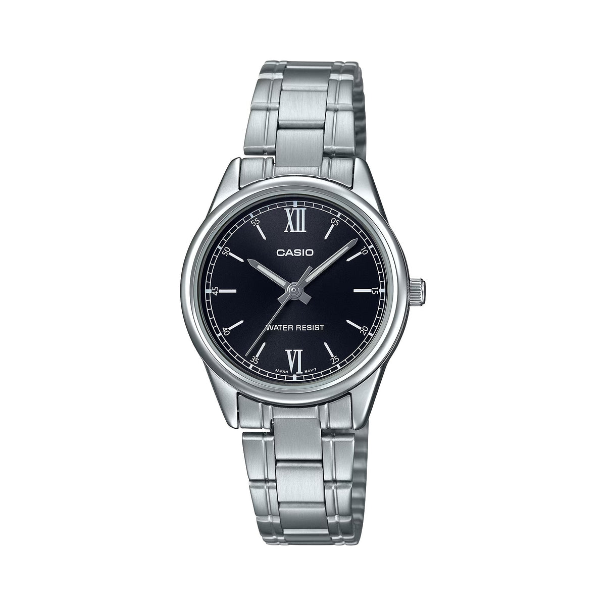 Casio Women's Silver-Tone Analog Watch with Black Dial - LTP-V005D-1B2UDF