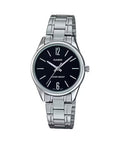 Casio Women's Silver Stainless Steel Watch with Black Dial - LTP-V005D-1BUDF