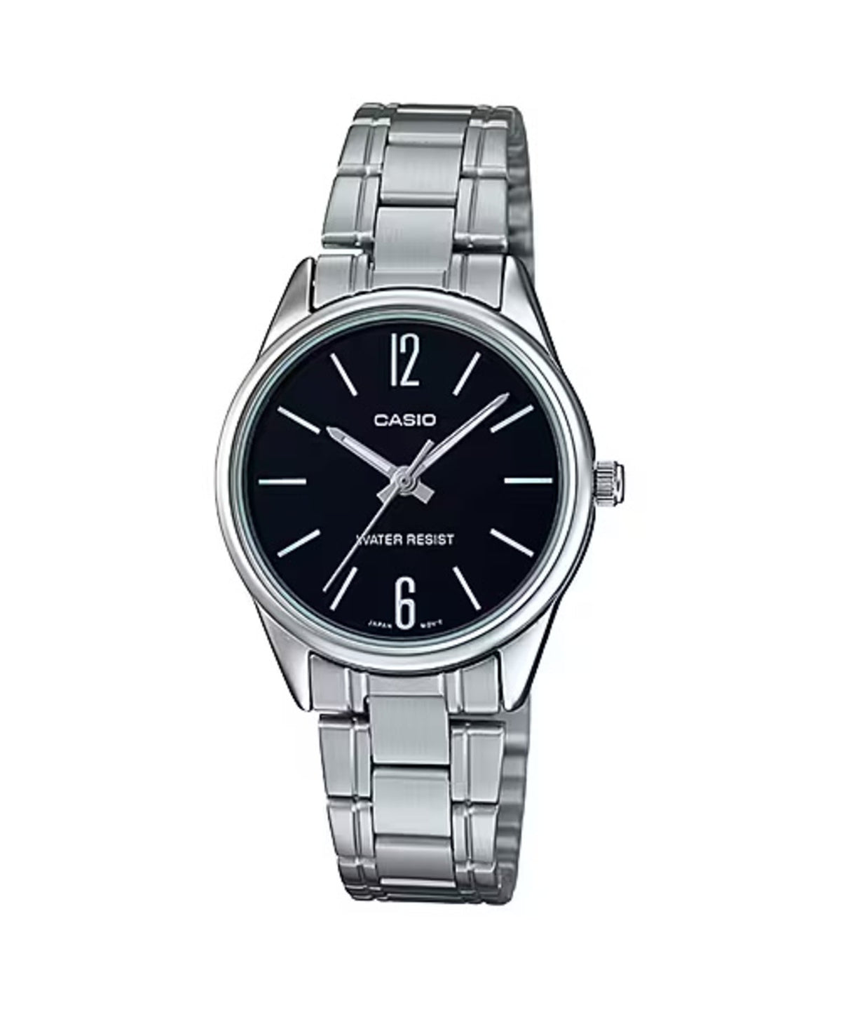 Casio Women's Silver Stainless Steel Watch with Black Dial - LTP-V005D-1BUDF