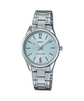 Casio Women's Silver Stainless Steel Watch with Light Blue Dial - LTP-V005D-2BUDF