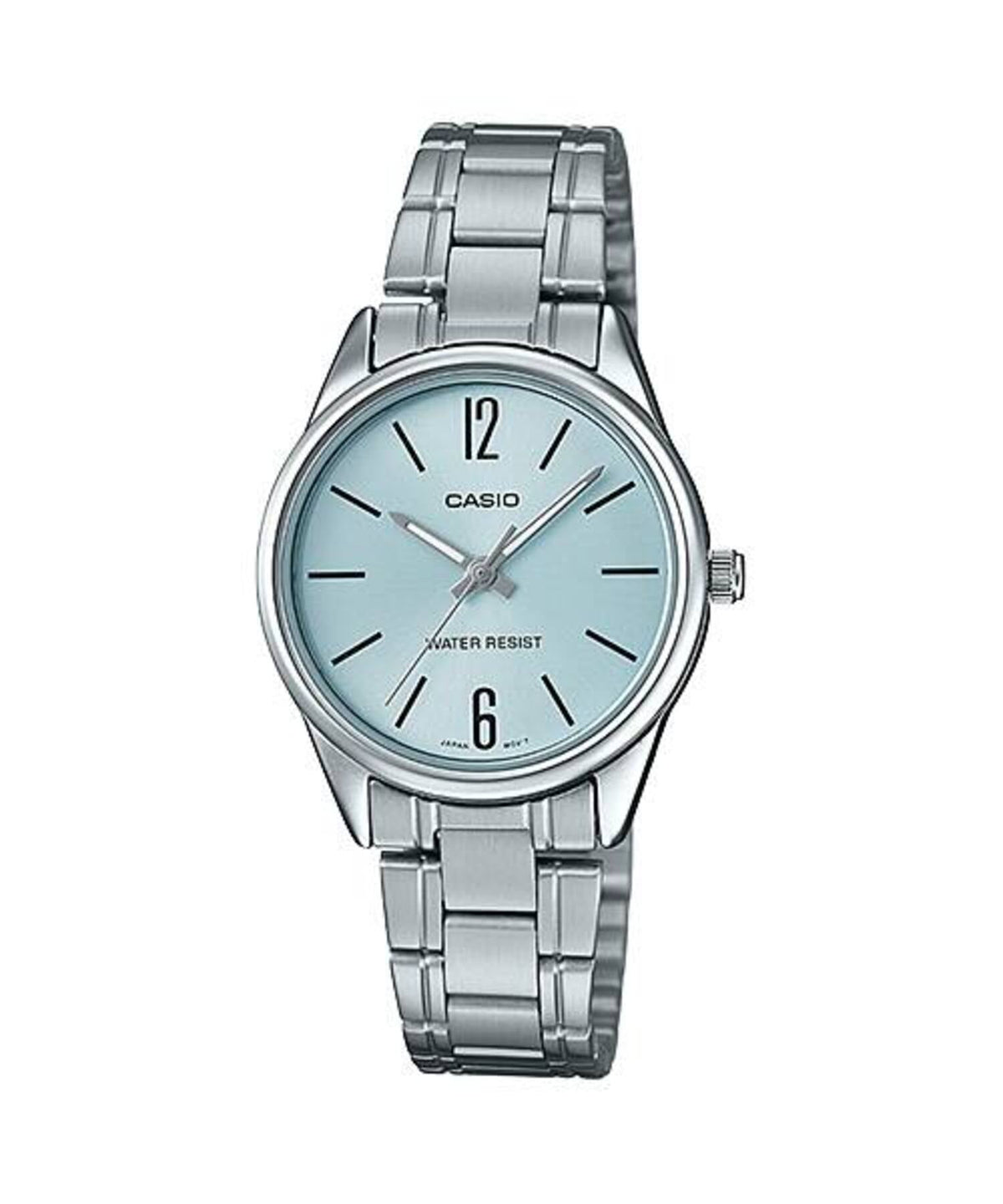 Casio Women's Silver Stainless Steel Watch with Light Blue Dial - LTP-V005D-2BUDF
