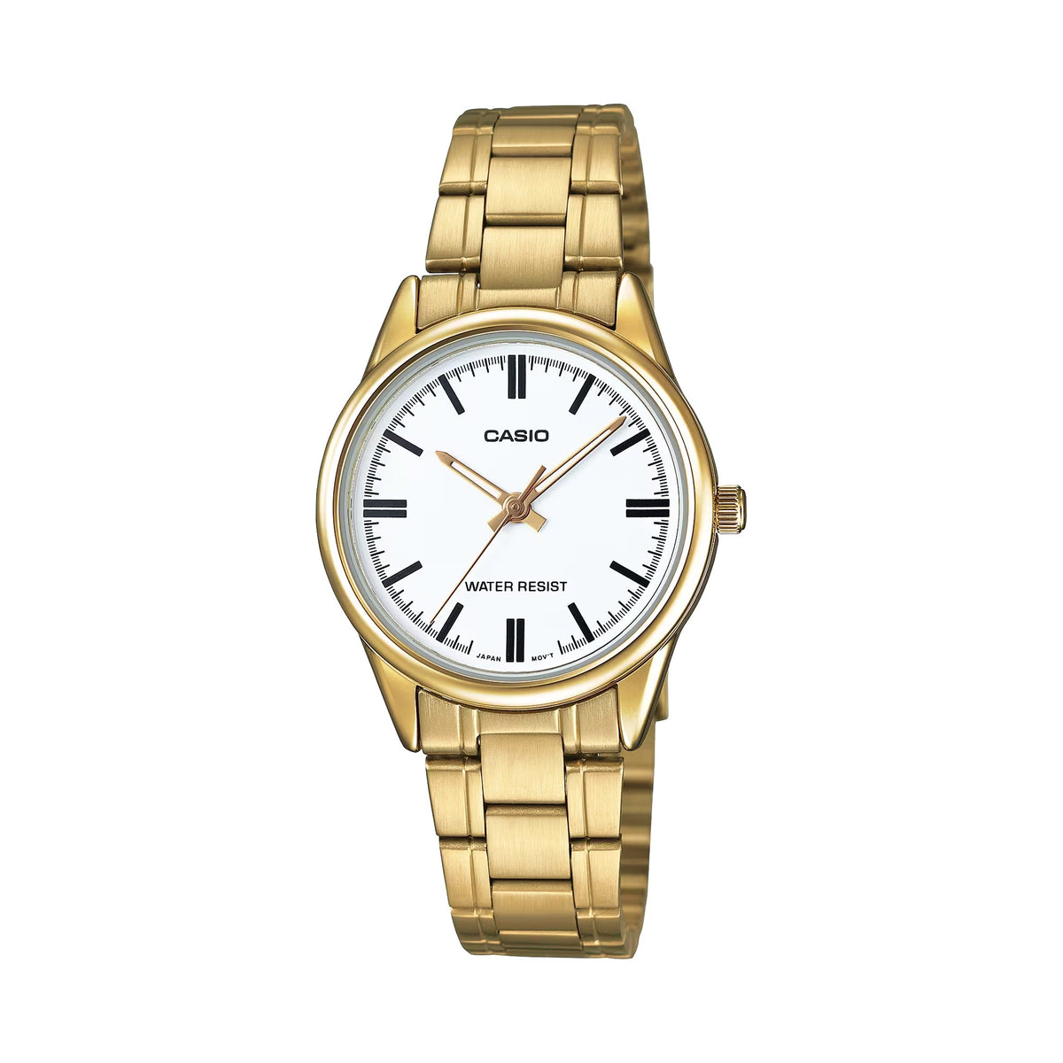 Casio Women's Gold Analog Watch with Stainless Steel Bracelet White Dial - LTP-V005G-7AUDF