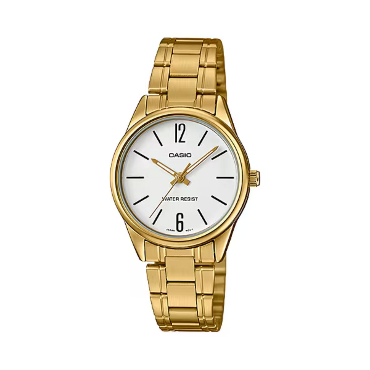 Casio Women's Gold Analog Watch White Dial Steel Bracelet - LTP-V005G-7BUDF