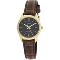 Casio Women's Gold-Tone Leather Strap Analog Watch Black Dial - LTP-V005GL-9BUDF