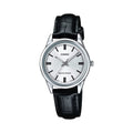 Casio Women's Silver Dial Leather Analog Watch - LTP-V005L-7AUDF
