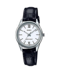 Casio Women's Black Leather Strap White Dial Analog Watch - LTP-V005L-7B2UDF