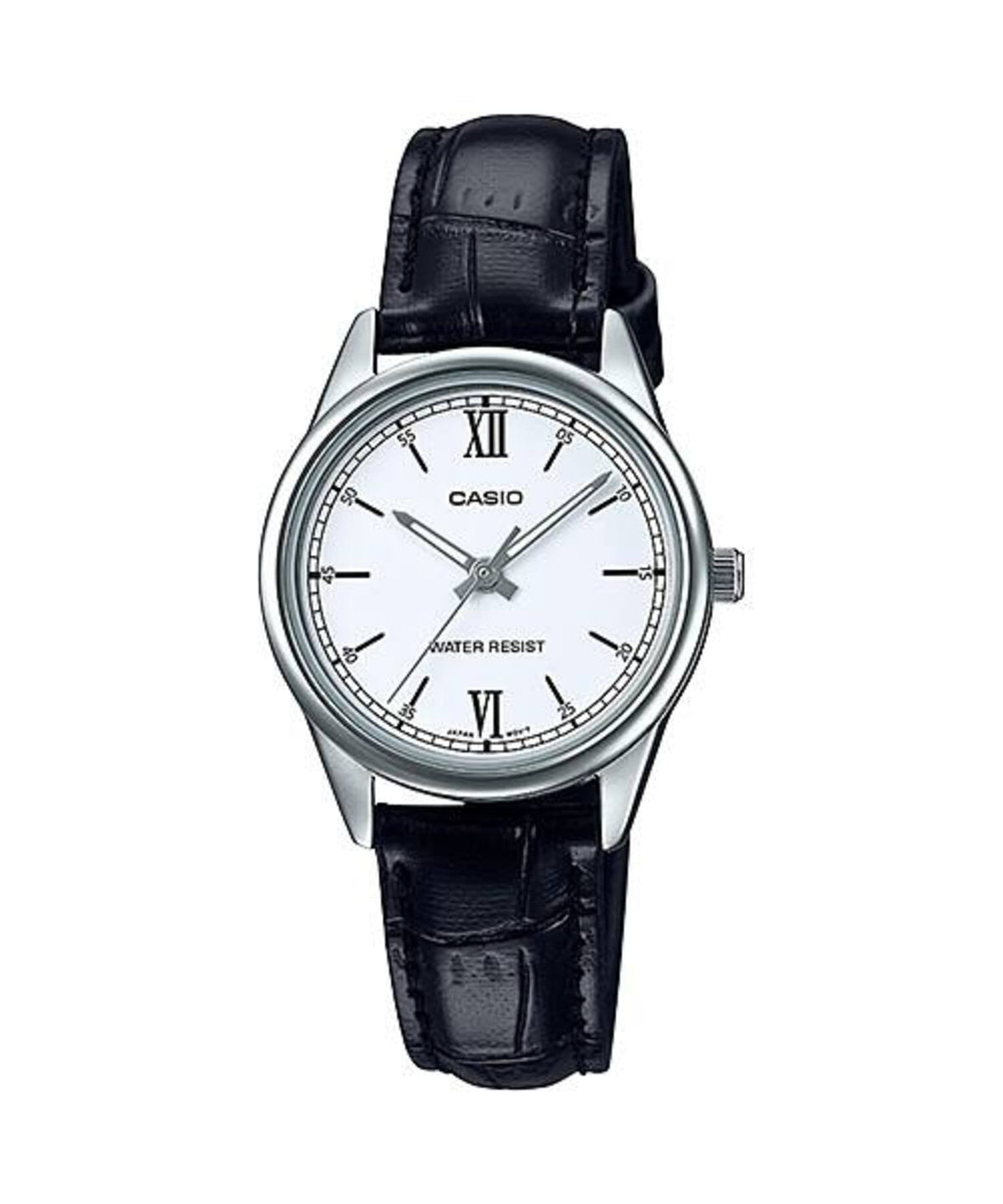 Casio Women's Black Leather Strap White Dial Analog Watch - LTP-V005L-7B2UDF