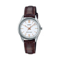 Casio Women's Brown Leather Watch with White Dial - LTP-V005L-7B3UDF