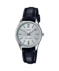 Casio Women's Black Leather Strap Silver Dial Analog Watch - LTP-V005L-7BUDF