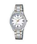Casio Women's White Dial Two-Tone Stainless Steel Bracelet Watch - LTP-V005SG-7AUDF