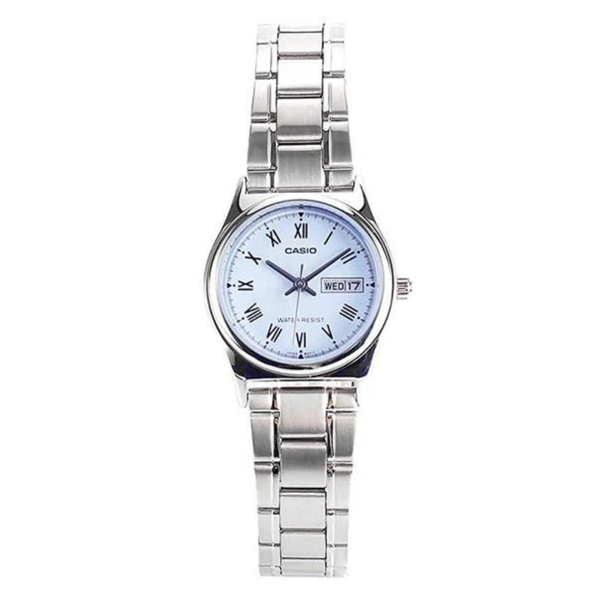 Casio Women’s Blue Dial Day Date Watch with Silver Bracelet - LTP-V006D-2BUDF