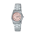 Casio Women’s Pink Dial Day Date Watch with Silver Bracelet - LTP-V006D-4BUDF