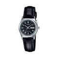 Casio Women's Black Leather Strap Black Dial Analog Watch - LTP-V006L-1BUDF