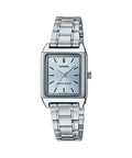 Casio Women's Silver Digital Watch with Light Blue Dial - LTP-V007D-2EUDF