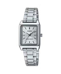 Casio Women's Silver Dial Stainless Steel Rectangular Watch - LTP-V007D-7EUDF