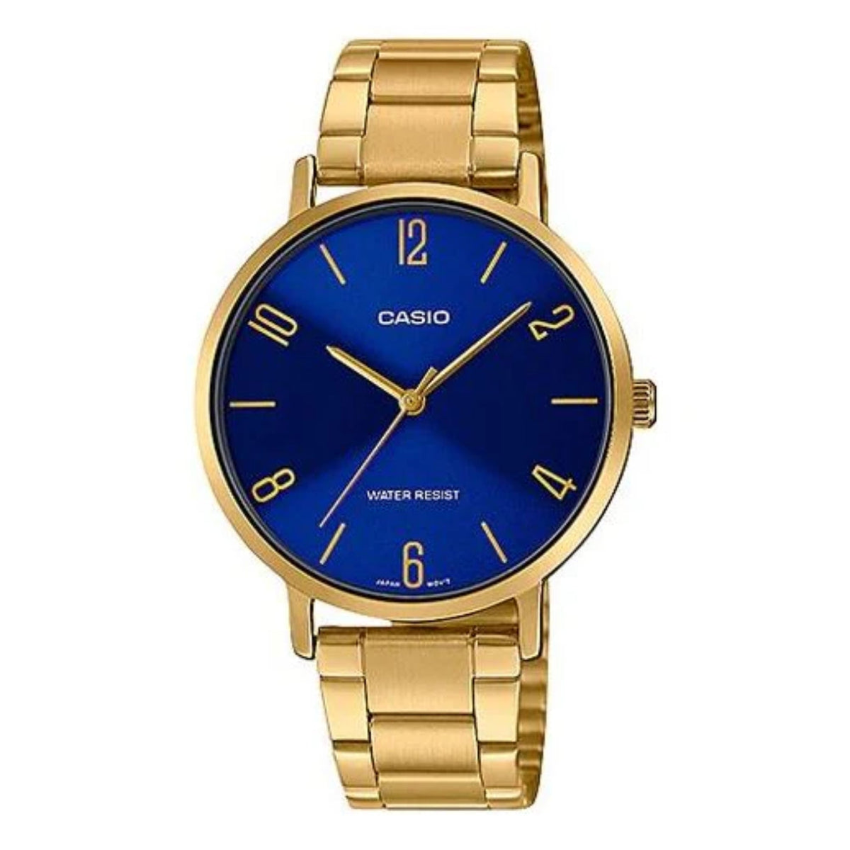 Casio Women's Gold Stainless Steel Analog Watch with Blue Dial - LTP-VT01G-2BUDF