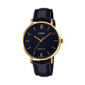 Casio Women’s Black Leather Strap Analog Watch with Gold Case - LTP-VT01GL-1BUDF