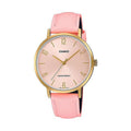Casio Women’s Pink Leather Strap Analog Watch with Gold Case -LTP-VT01GL-4BUDF